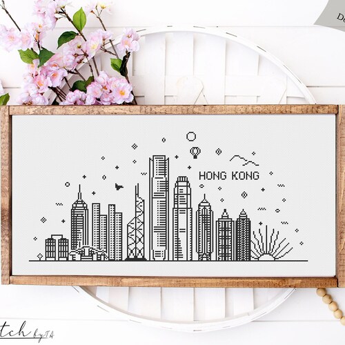 Cross Stitch Pattern Hong Kong Skyline Counted Cross Stitch Etsy