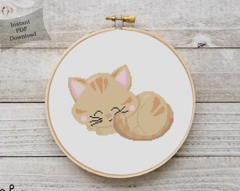 Kitten cross stitch Pattern | Cat cross Stitch | Cat Embroidery | Instant PDF Download | Cross Stitch Pattern