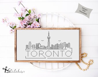 Cross Stitch Toronto City Skyline| Counted Cross Stitch Pattern| Printable PDF Chart| Instant Download| Toronto Silhouette cross stitch