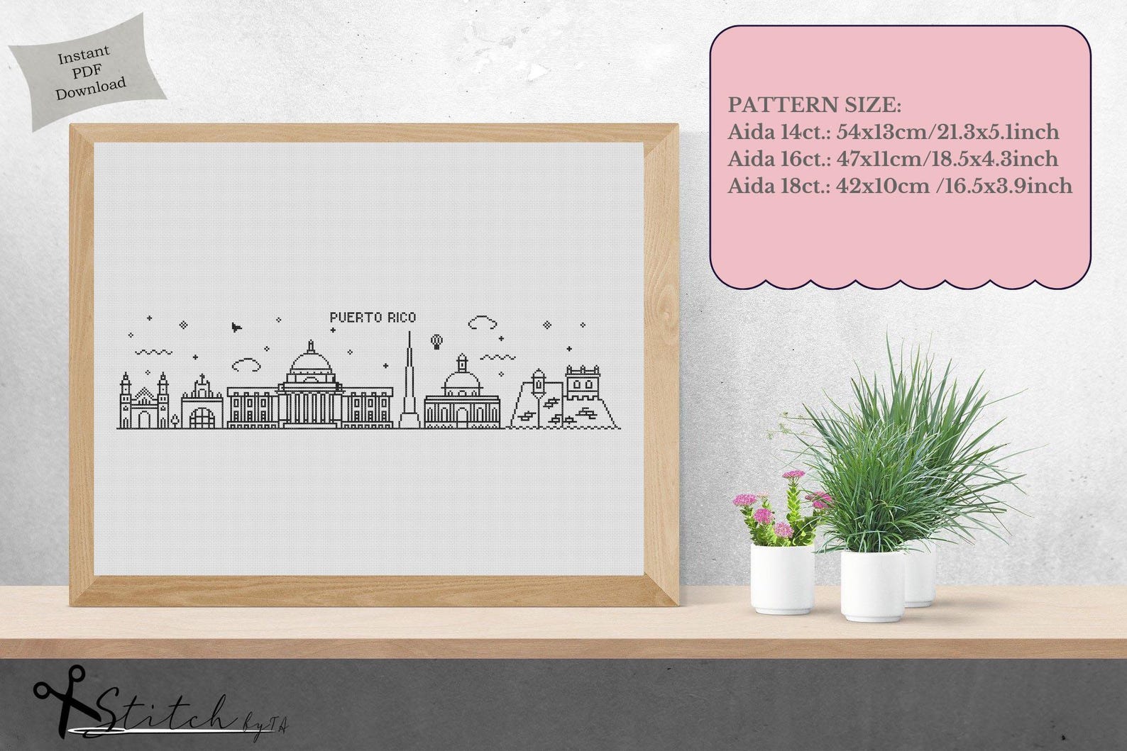 Puerto Rico Cross Stitch Pattern Puerto Rico Silhouette Counted Cross ...