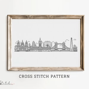 Cross Stitch London | Cross Stitch London Silhouette | Counted Cross Stitch Pattern Landscape| Printable PDF Chart | Instant PDF Download