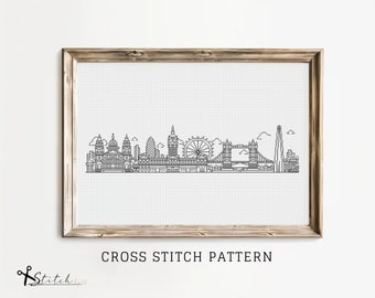Cross Stitch London | Cross Stitch London Silhouette | Counted Cross Stitch Pattern Landscape| Printable PDF Chart | Instant PDF Download