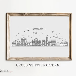 Cross Stitch Pattern Dubrovnik Skyline | Printable PDF Chart | Instant Download | Dubrovnik Silhouette Cross Stitch | Dubrovnik Embroidery