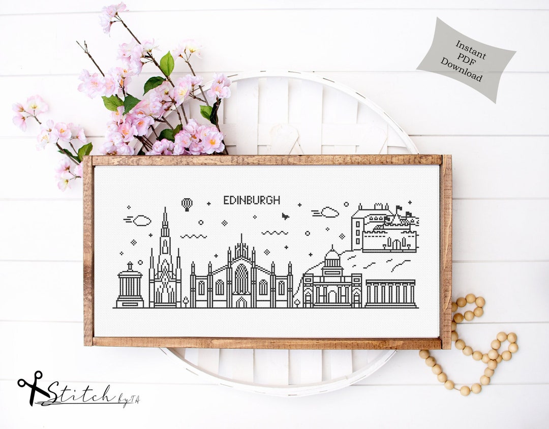 Cross Stitch Edinburgh Skyline Cross Stitch Edinburgh Etsy