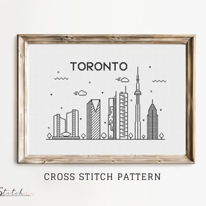 Cross Stitch Toronto Skyline Pattern | Toronto Silhouette Cross Stitch | Printable PDF Chart | Instant PDF Download | Toronto Embroidery