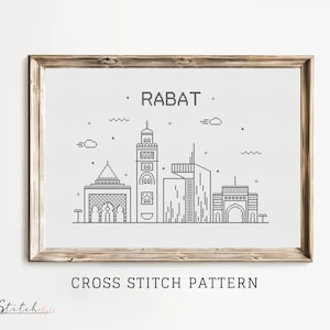 Kreuzstich Muster Rabat City Skyline | Druckbare PDF-Chart | Sofortdownload | Marokko Kreuzstich | Rabat-Stickerei
