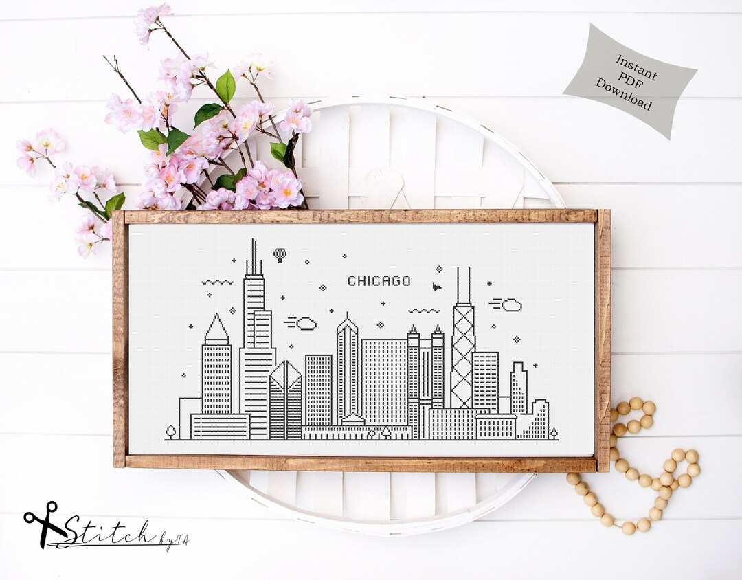 Cross Stitch Chicago Skyline Cross Stitch Chicago Silhouette Printable ...
