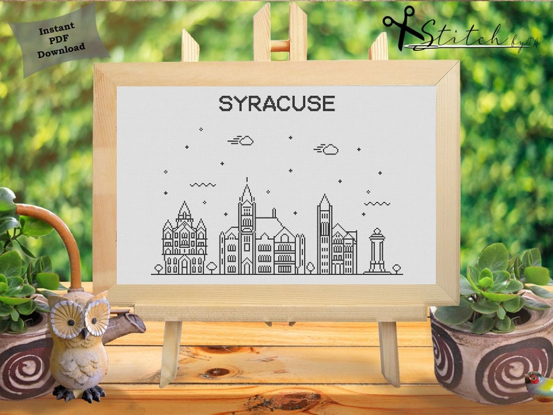 Syracuse NY City Skyline Counted Cross Stitch Pattern Etsy UK