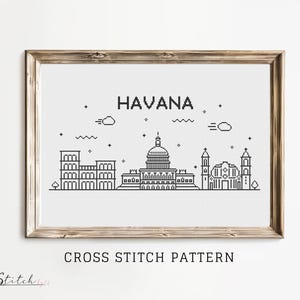 Cross Stitch Havana City Skyline Pattern | Havana Silhouette Counted Cross Stitch| Printable PDF Chart | Instant PDF Download | Embroidery