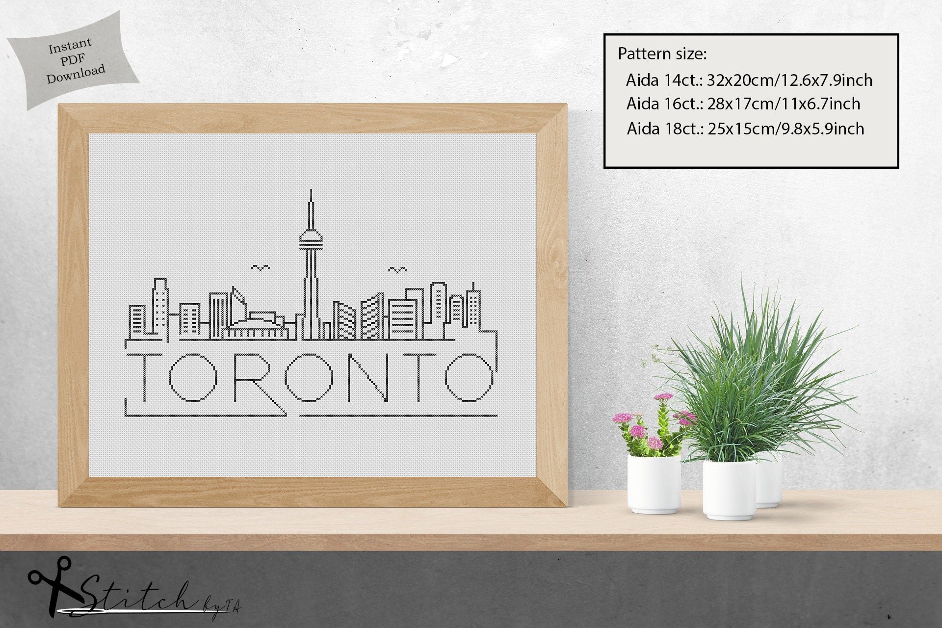 Toronto Pattern Cross Stitch Toronto City Skyline| Counted Cross Stitch Pattern ...