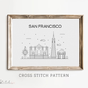 Cross Stitch San Francisco Skyline|Counted Cross Stitch Pattern|Printable PDF Chart|Instant Download|San Francisco Silhouette cross stitch