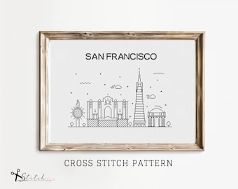Cross Stitch San Francisco Skyline|Counted Cross Stitch Pattern|Printable PDF Chart|Instant Download|San Francisco Silhouette cross stitch