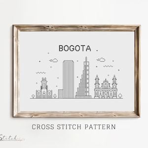 Cross Stitch Bogota City Skyline Pattern | Cross Stitch Bogota Silhouette | Printable PDF Chart | Instant PDF Download | Bogota Embroidery