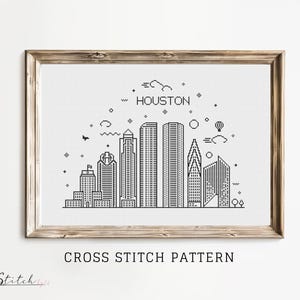 Cross Stitch Pattern Houston City Skyline| Printable PDF Chart | Instant Download | Houston Silhouette | Minimalist pattern