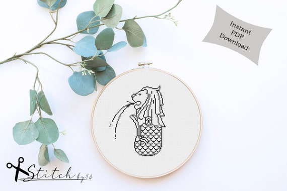 marryページ★同梱2点(差額) Cross Stitch Singapore Merlion|landscape Counted Cross