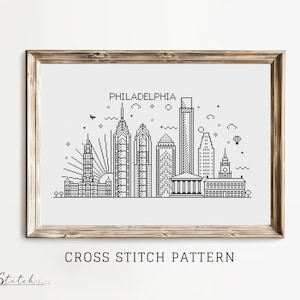 Kreuzstichmuster Philadelphia Skyline | Kreuzstich PDF Stickvorlage | Sofortiger Download PDF | Philadelphia Skyline