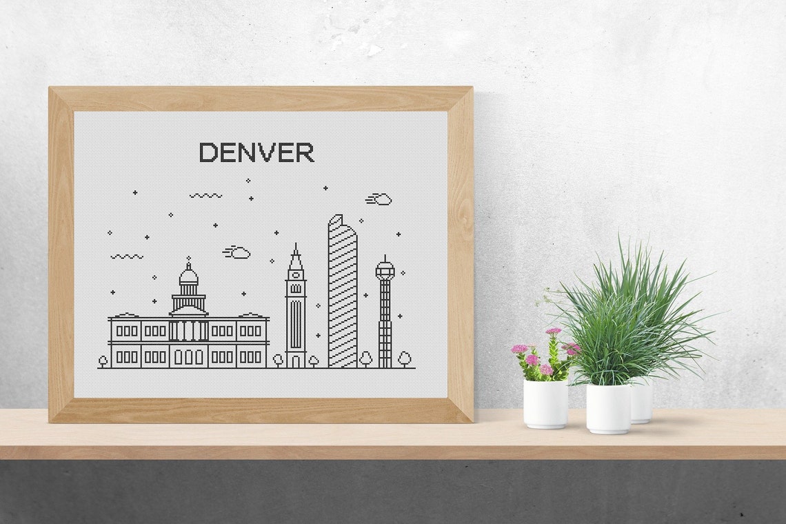 Denver City Skyline Counted Cross Stitch Pattern Printable PDF Etsy