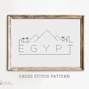 Egypt Skyline Counted Cross Stitch Pattern Printable PDF Chart Crafts DMC Instant Download