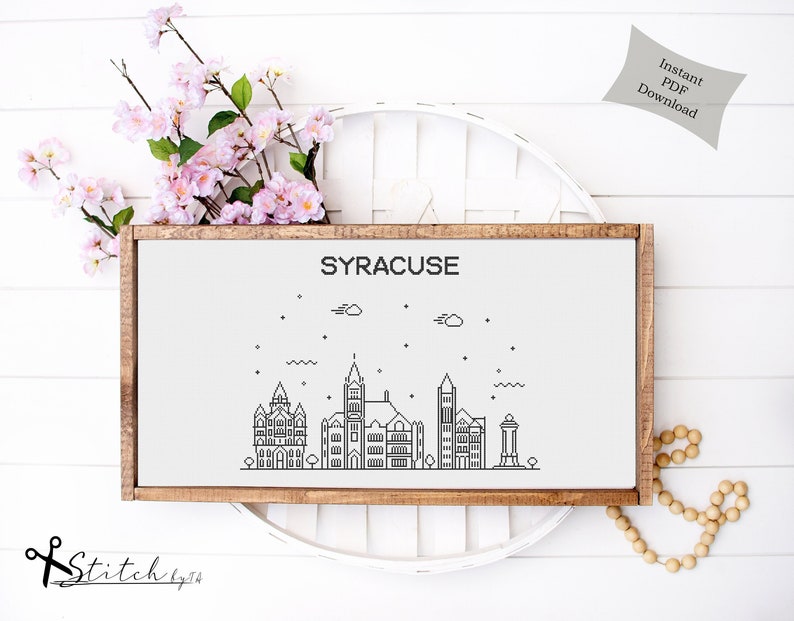 Syracuse NY City Skyline Counted Cross Stitch Pattern Etsy UK