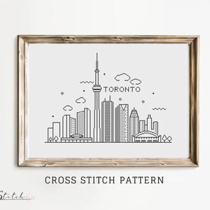 Cross Stitch Toronto Skyline Pattern | Toronto Silhouette Cross Stitch | Printable PDF Chart | Instant PDF Download | Toronto Embroidery