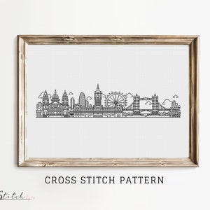 Cross Stitch London | Cross Stitch London Silhouette | Counted Cross Stitch Pattern Landscape| Printable PDF Chart | Instant PDF Download
