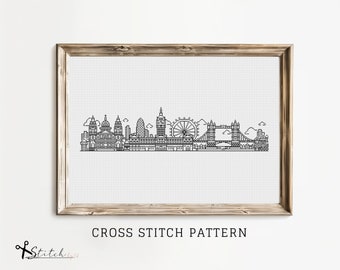 Cross Stitch London | Cross Stitch London Silhouette | Counted Cross Stitch Pattern Landscape| Printable PDF Chart | Instant PDF Download