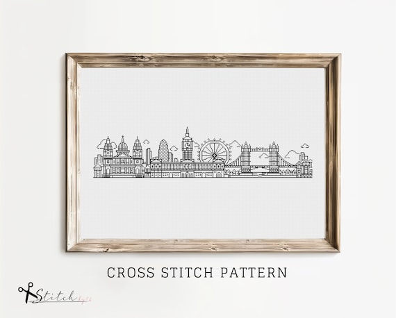 Cross Stitch London | Cross Stitch London Silhouette | Counted Cross Stitch Pattern Landscape| Printable PDF Chart | Instant PDF Download