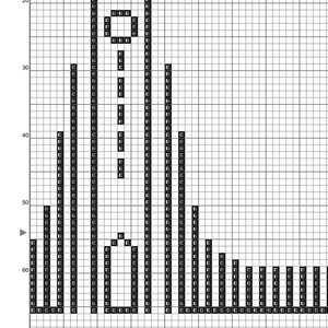 K&ouml;nnte beinhalten: Schwarzwei&szlig;es Pixel-Art-Design eines Geb&auml;udes mit einem hohen Turm und einem kleineren Geb&auml;ude daneben. Das Design besteht aus kleinen Quadraten.