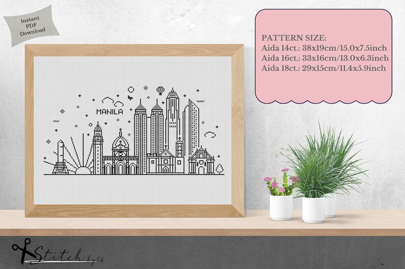 Manila Cross Stitch | Cross Stitch Manila Skyline | Counted Cross ...