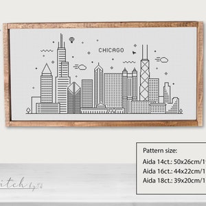 Cross Stitch Chicago Skyline | Cross Stitch Chicago Silhouette ...