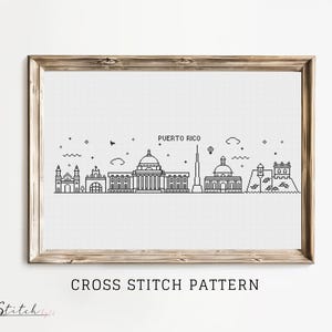 Puerto Rico Cross Stitch Pattern Puerto Rico Silhouette Counted Cross Stitch Pattern Printable PDF Chart Instant PDF Download