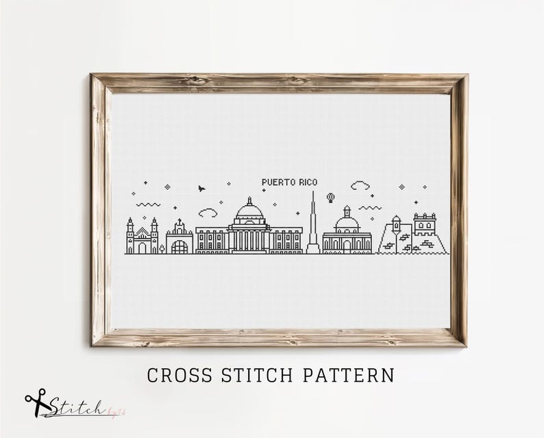 Puerto Rico Cross Stitch Pattern Puerto Rico Silhouette Counted Cross ...
