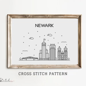 Cross Stitch Newark Skyline| Counted Cross Stitch Pattern Printable PDF Chart| Instant Download| Newark Silhouette cross stitch pattern
