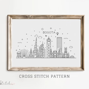 Bogota Skyline Cross Stitch Pattern | Cross Stitch Bogota Silhouette | Printable PDF Chart | Instant PDF Download | Bogota Embroidery