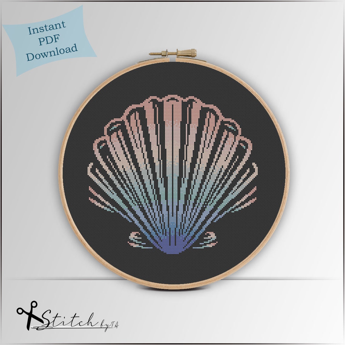 Seashell Sea Life Counted Cross Stitch Pattern Printable PDF Chart ...