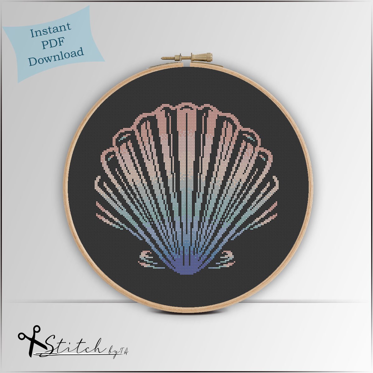 Seashell Sea Life Counted Cross Stitch Pattern Printable PDF Chart ...