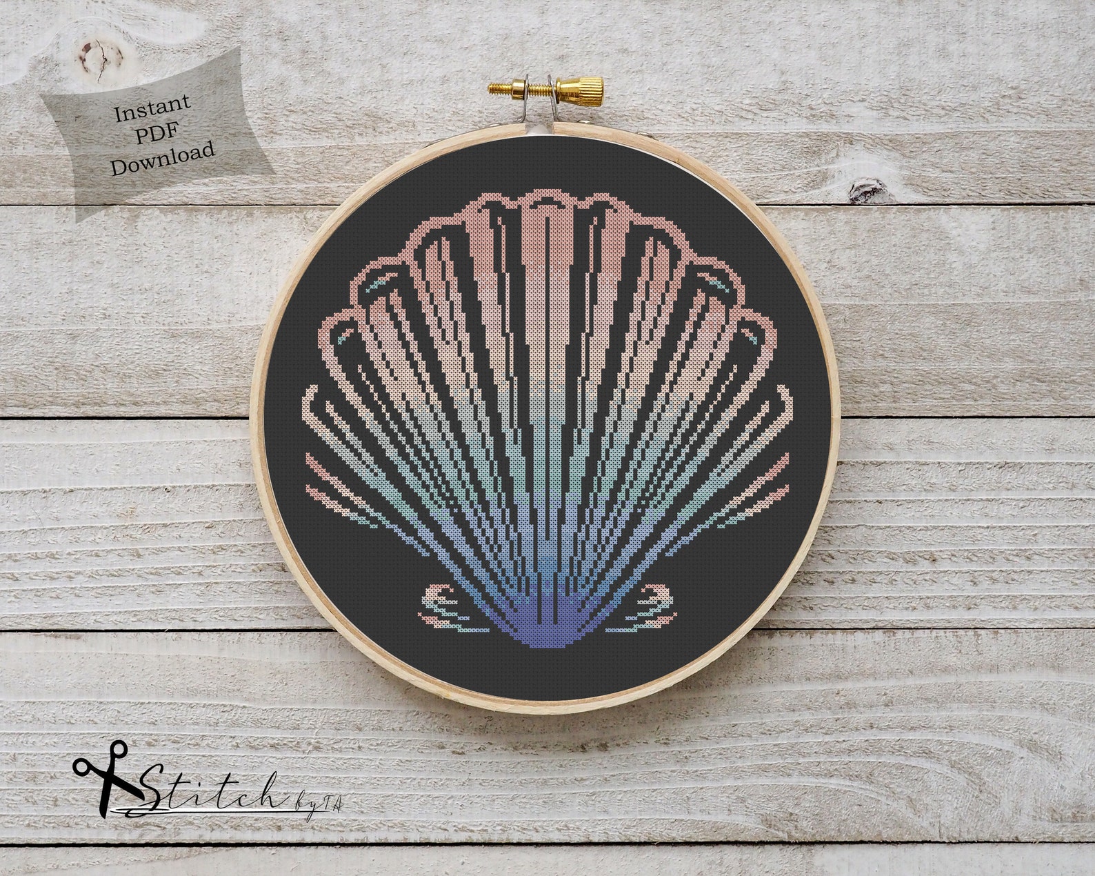 Seashell Sea Life Counted Cross Stitch Pattern Printable PDF Chart ...
