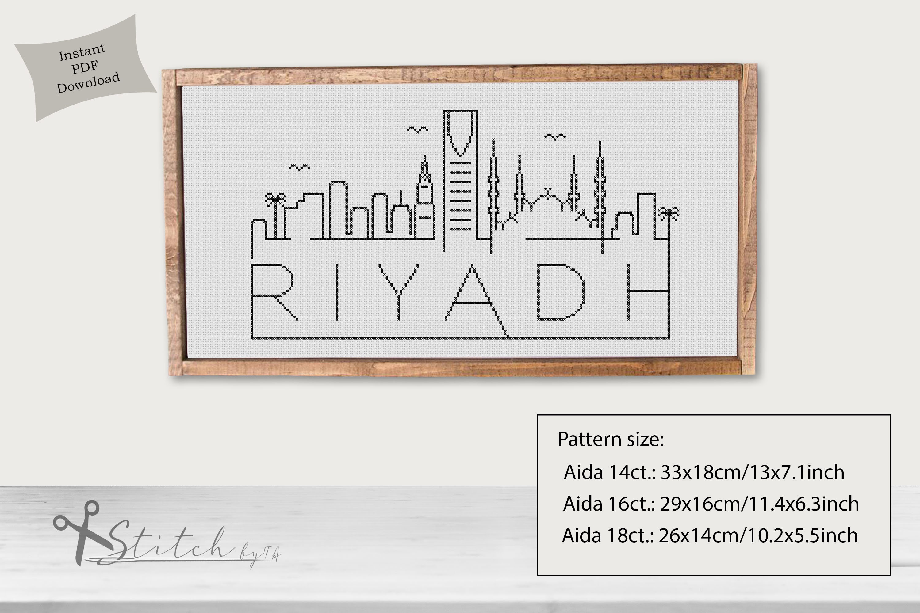 Riyadh City Skyline Counted Cross Stitch Pattern Printable Etsy