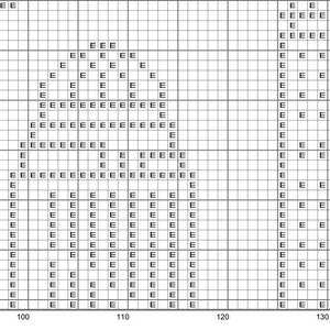 May include: A black and white grid pattern with a black shape in the centre. The shape is a stylised representation of a mountain range.