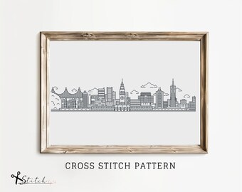 Cross Stitch San Francisco Skyline|San Francisco Silhouette|Counted Cross Stitch Pattern Landscape|Printable PDF Chart|Instant PDF Download