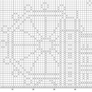 May include: A black and white grid pattern with a design in the center. The design is made up of small black squares that form a geometric shape.