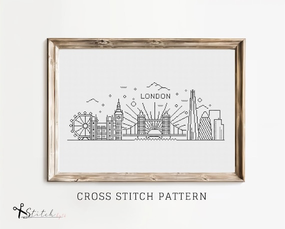 Cross Stitch London | Cross Stitch London Silhouette | Counted Cross Stitch Pattern Landscape| Printable PDF Chart | Instant PDF Download