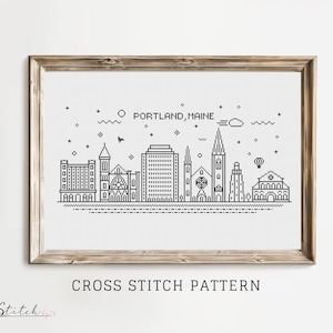 Cross Stitch Portland Maine |Cross Stitch Portland Maine Silhouette | Cross Stitch Pattern | Printable PDF Chart | Instant PDF Download