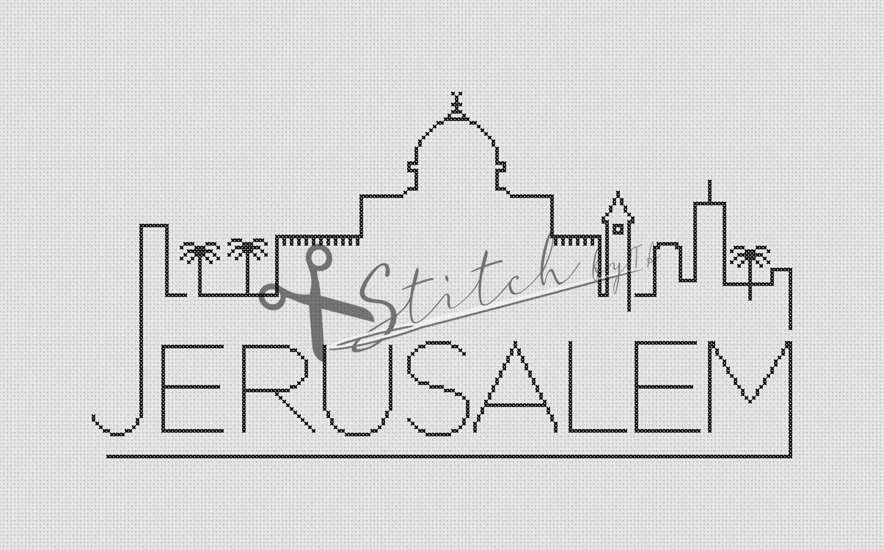 Jerusalem Key Pattern Jerusalem City Skyline Counted Cross Stitch Pattern | Printable PDF ...