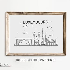 Cross Stitch Luxembourg Skyline | Cross Stitch Luxembourg Silhouette | Printable PDF Chart | Instant Download | Luxembourg Embroidery