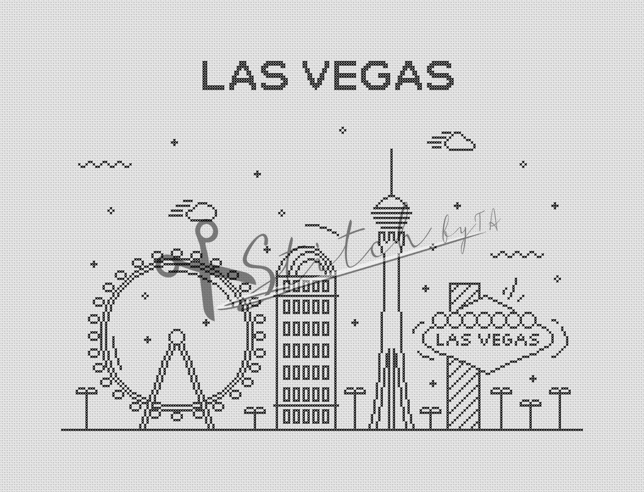 Las Vegas Skyline Counted Cross Stitch Pattern Printable PDF Etsy