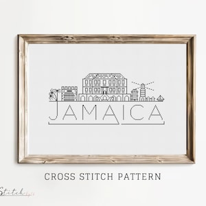 Cross Stitch Pattern Jamaica Skyline Instant Download Embroidery