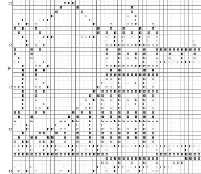 May include: A black and white grid pattern with a white arrow pointing to the left. The grid is filled with the letter "E" in black.