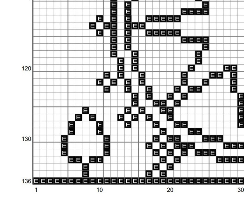 May include: Black and white pixel art design of a stylized image of a bicycle. The image is made up of small squares, each of which is either black or white.