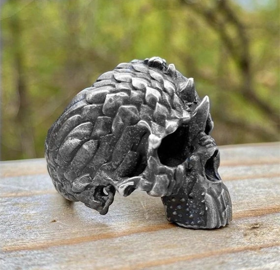 Spikes stainless steel skull ring sale